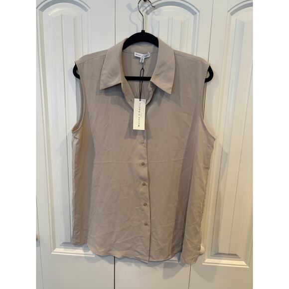 Maison d' Amelie Tops - Maison d’ Amelie Tan Button Down Tank Blouse Size Large
